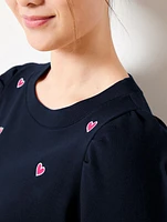 Embroidered Crewneck Sweatshirt - Hearts