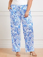 Satin Wide Leg Pants - Painted Paisley