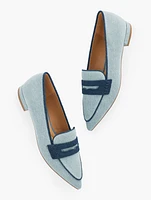 Scarlet Denim Pointed Toe Loafers