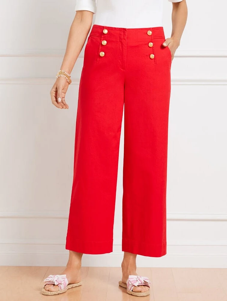 Cotton Slub Sailor Crop Pants