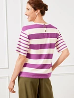 Boxy Crewneck Tee - Mixed Stripe