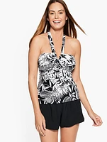 Sun Ocean Sand Ruched Halter Tankini - Silhouette Ferns