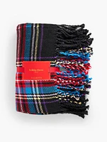 Poinsettia Plaid Fringe Throw Blanket