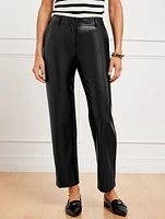 Faux Leather Straight Ankle Pants