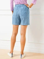 Pull-On Shorts - Chambray