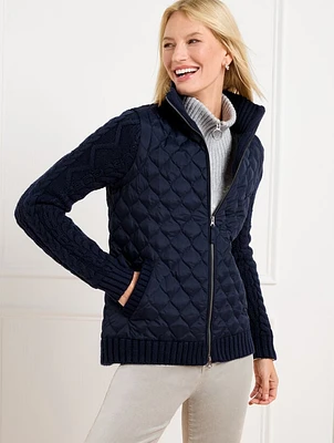 Quilted Puffer Sweater Jacket