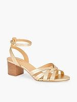 Mimi Leather Ankle Strap Sandals - Metallic