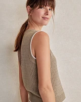 Organic Cotton Linen Open Stitch Sweater