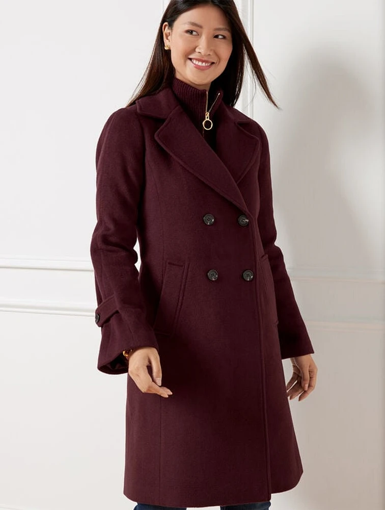 Double Breasted Wool Blend Coat