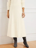 Cable Knit Midi Sweater Skirt