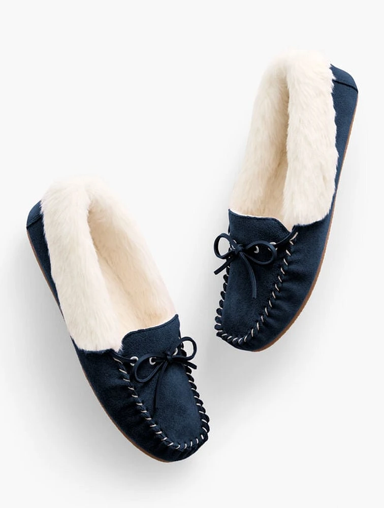 Ruby Bow Suede Moccasins