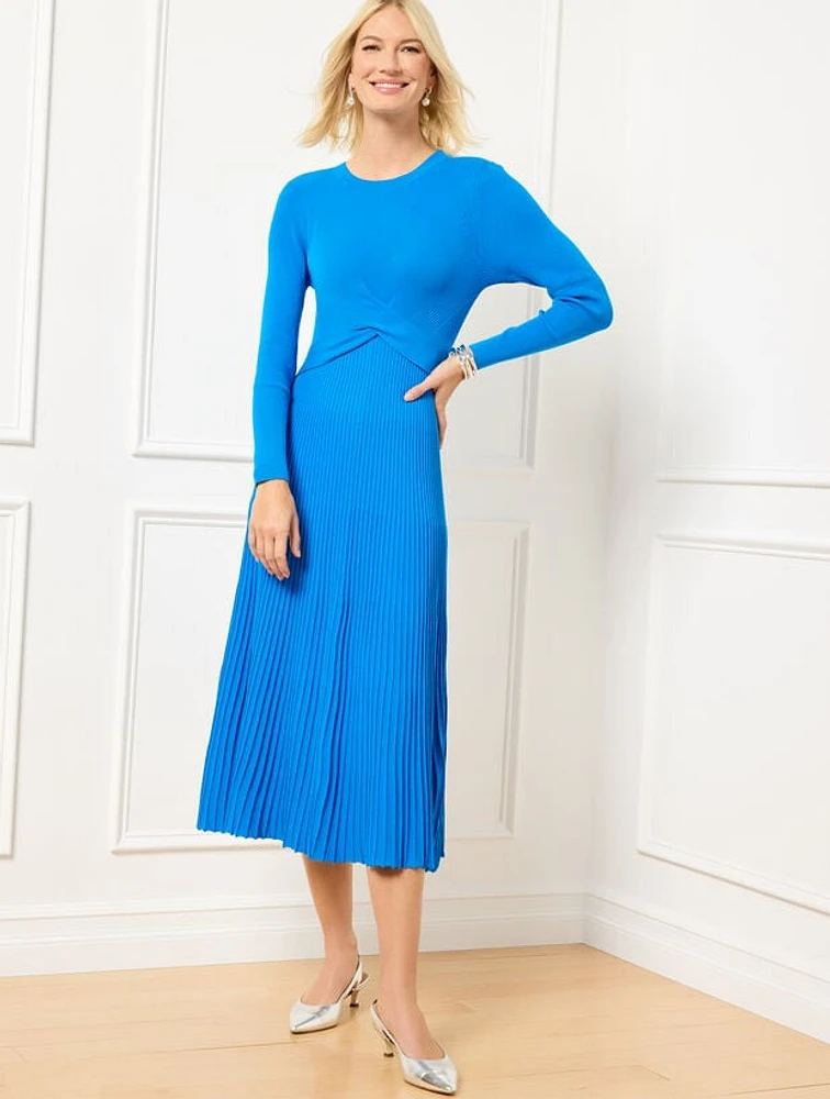 Twist Front Ribbed Sweater Dress