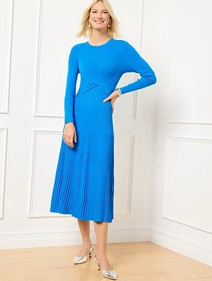 Twist Front Ribbed Sweater Dress