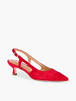 Sylvie Slingback Flare Heel Suede Pumps