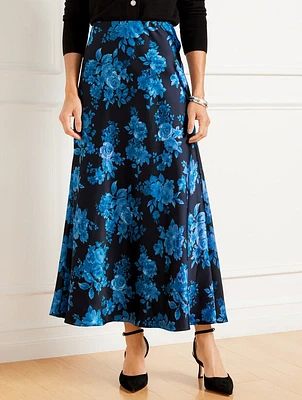 Satin Maxi Slip Skirt - Flourish Floral