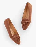 Francesca Tassel Driving Flats - Suede