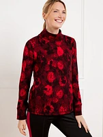 Modal French Terry Mockneck Pullover - Floral Haze