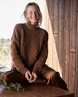 Cashmere Honeycomb Cable Mockneck Sweater