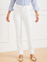 High-Waist Straight-Leg Jeans - White Curvy Fit