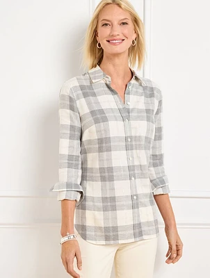 Metallic Flannel Modern Classic Shirt - Chimney Plaid