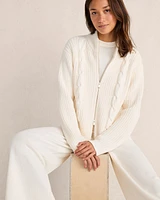 Cotton Mixed Stitch Double-Zip Cardigan