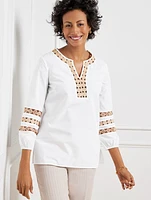 Lace Trim Poplin Top