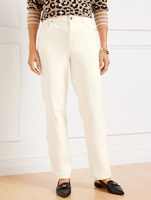 Stretch Corduroy Relaxed Straight Leg Pants - Solids