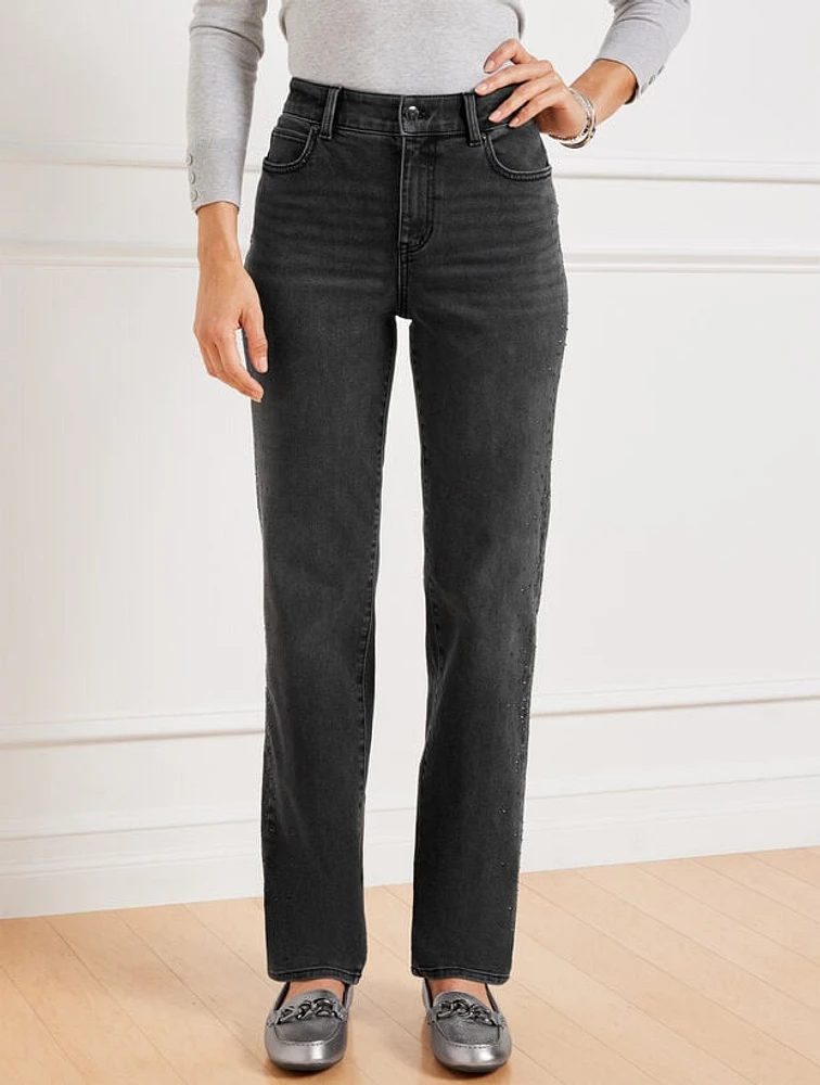 Embellished High Waist Relaxed Jeans