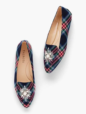 Francesca Burst Driving Flats - Snowflake Plaid