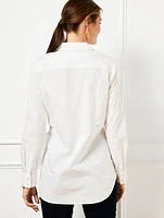 Tie Front Draped Poplin Shirt