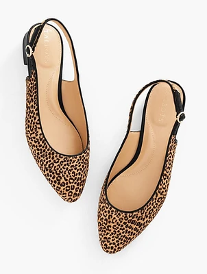 Edison Slingback Flats - Leopard Calf Hair