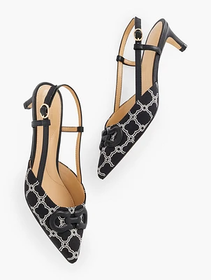 Sylas Bit Slingback Pumps - Lattice Jacquard