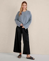 Cashmere Cable Knit Crewneck Sweater