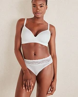 Cotton High Leg Brief with Lace Waist