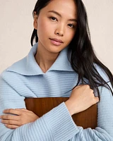 Ribbed Cashmere Collared Sweater