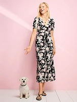 Crepe Midi Dress - Silhouette Roses