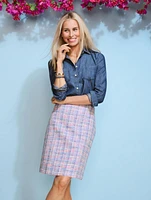 Tweed A-Line Skirt - Multi Plaid