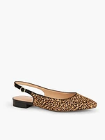 Edison Slingback Flats - Leopard Calf Hair