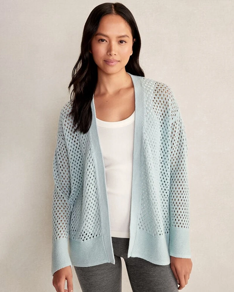 Organic Cotton Linen Open Stitch Cardigan