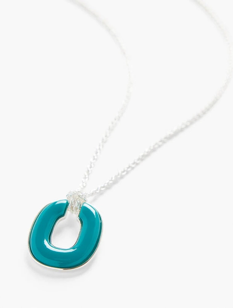 Oval Resin Pendant Necklace