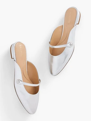 Edison Strap Mules - Metallic Leather