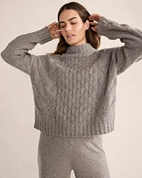 Cashmere Honeycomb Cable Mockneck Sweater