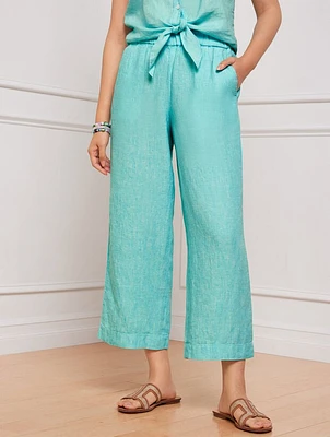 Talbots Nantucket Washed Linen Wide Leg Crop Pants