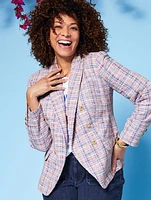 Tweed Blazer - Multi Plaid