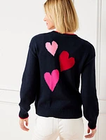 V-Neck Cardigan - Tipped Heart