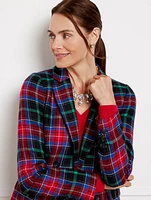 Open Front Blazer - Log Fire Plaid