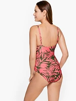 Sun Ocean Sand Keyhole Twist Front One Piece - Enchanted Foliage