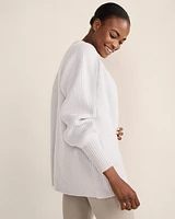 Cashmere Shaker Stitch Flyaway Cardigan