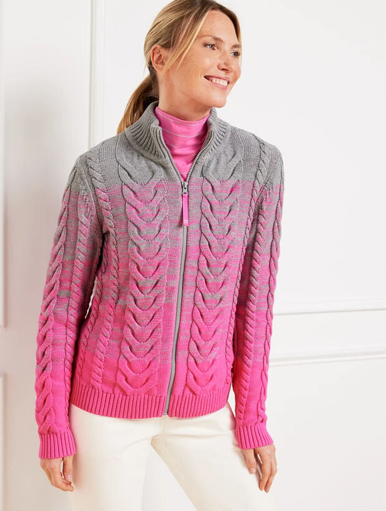 Full Zip Sweater Jacket - Ombré