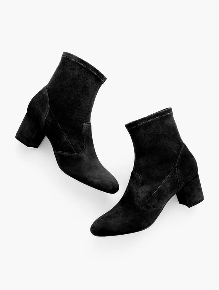 Pardo Suede Stretch Block Heel Booties